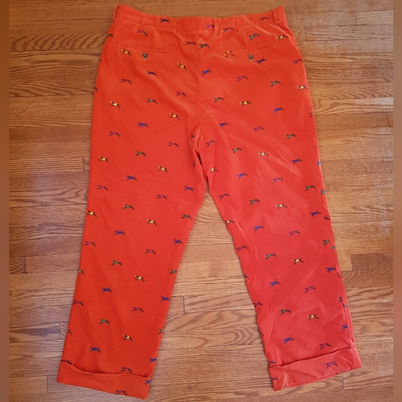 LILLY PULITZER VIA PALM BEACH EMBROIDERED GREYHOUND DOG RACING CORDUROY PANTS - Picture 2 of 5